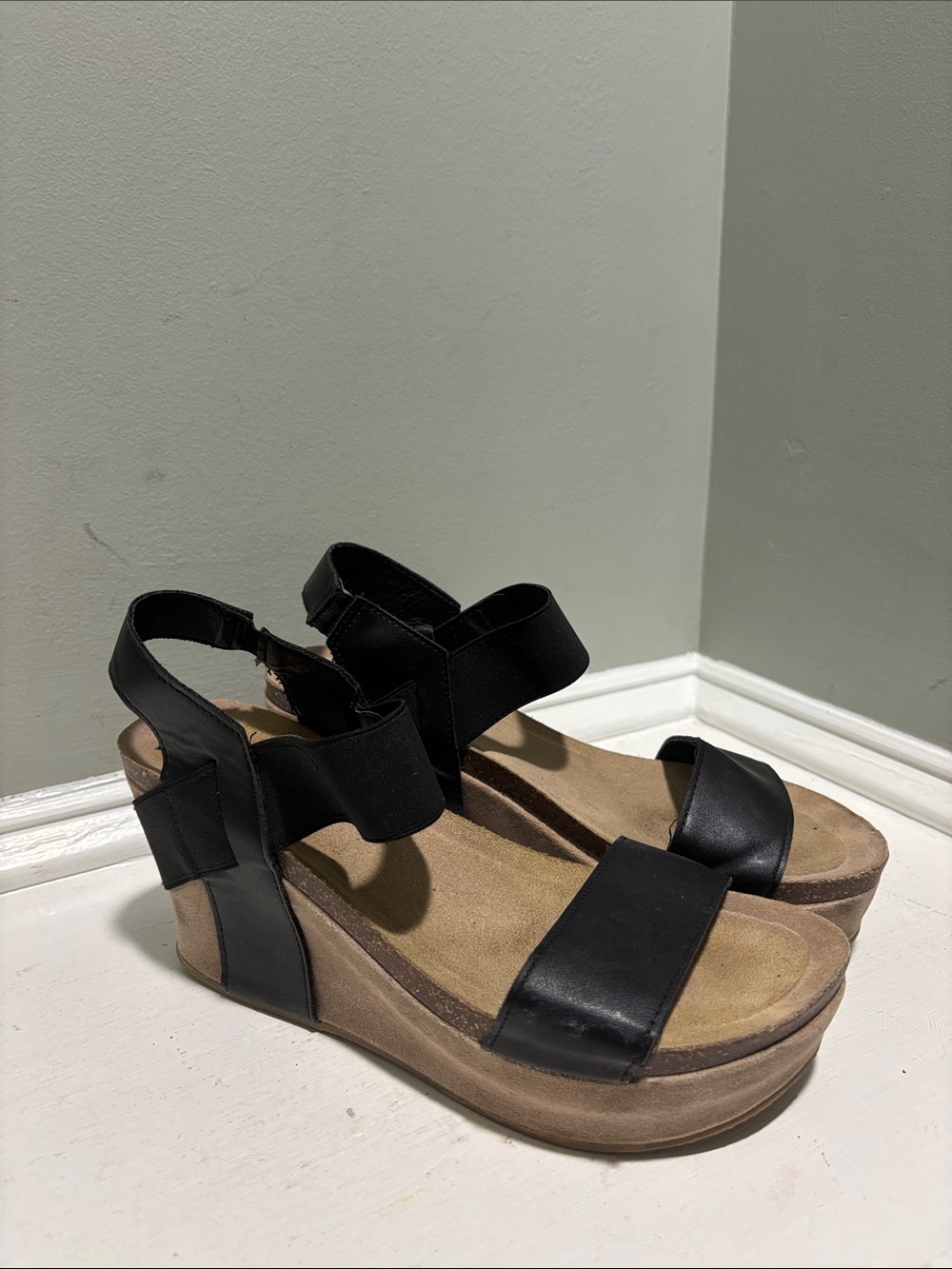 YOKI Black Women's Wedge Sandals - Comfortable Platform Summer Shoes-size 10